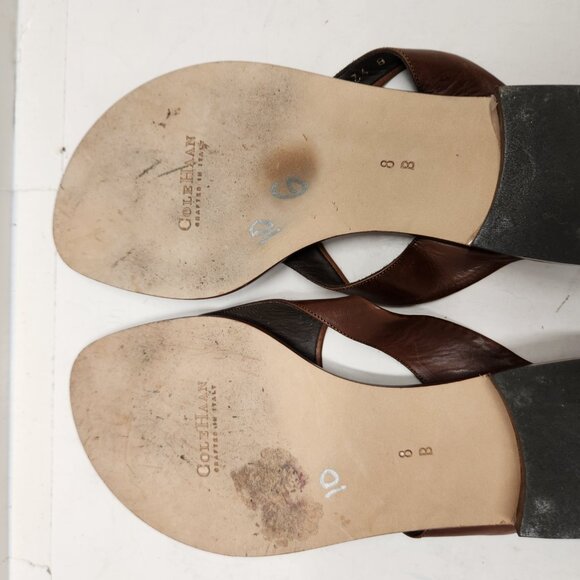 Cole Haan City Women’s Sz 8 B Leather T-strap Thong Sandals Chestnut Brown - Picture 10 of 10